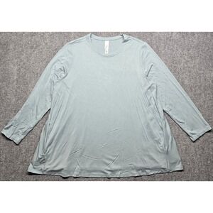 Marla Wynne Top Womens XL Light Blue Long Sleeve Tunic Pockets Pullover